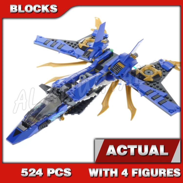 

490 деталей, конструктор Shinobi Storm Fighter Blue Thunderbolt Jet с раскладными крыльями, 11162, совместимый с моделями