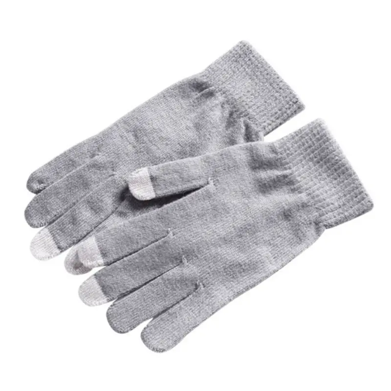 Womens Winter Full Fingered Magic for Touch Screen Gloves Ribbed Knit Elastic Cuff Solid Color Thickened Thermal Ski Mit