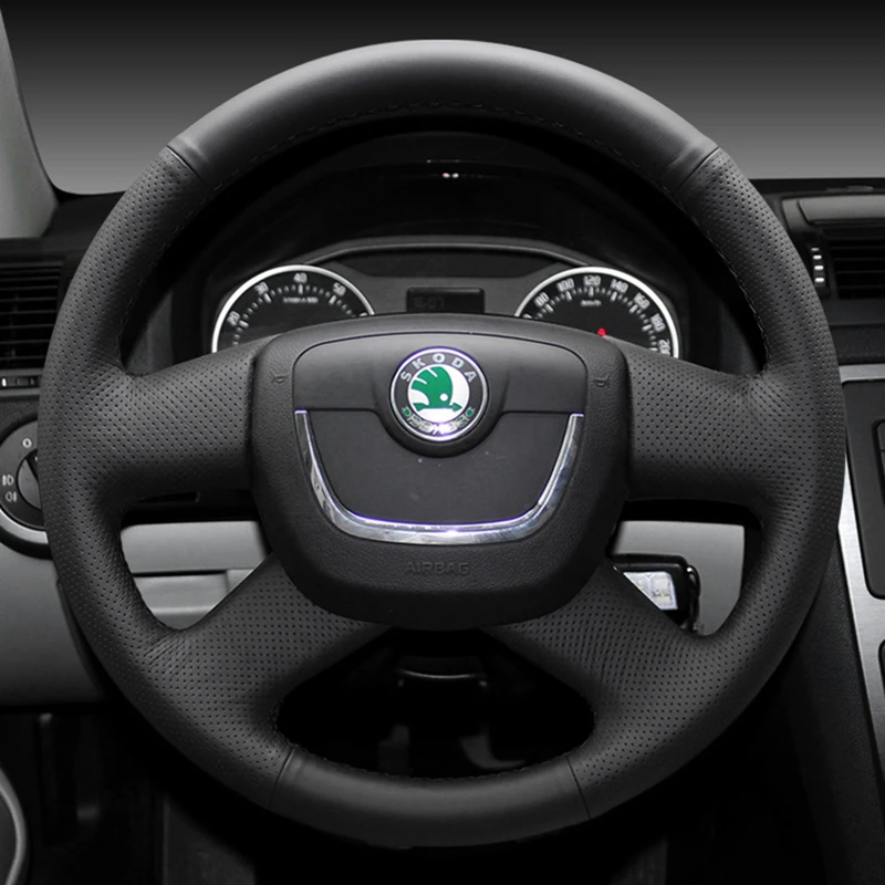 Custom Car Steering Wheel Cover 100% Fit For Skoda Citigo Roomster Fabia Octavia Yeti Superb 2008-2013 Auto Interior Accessories