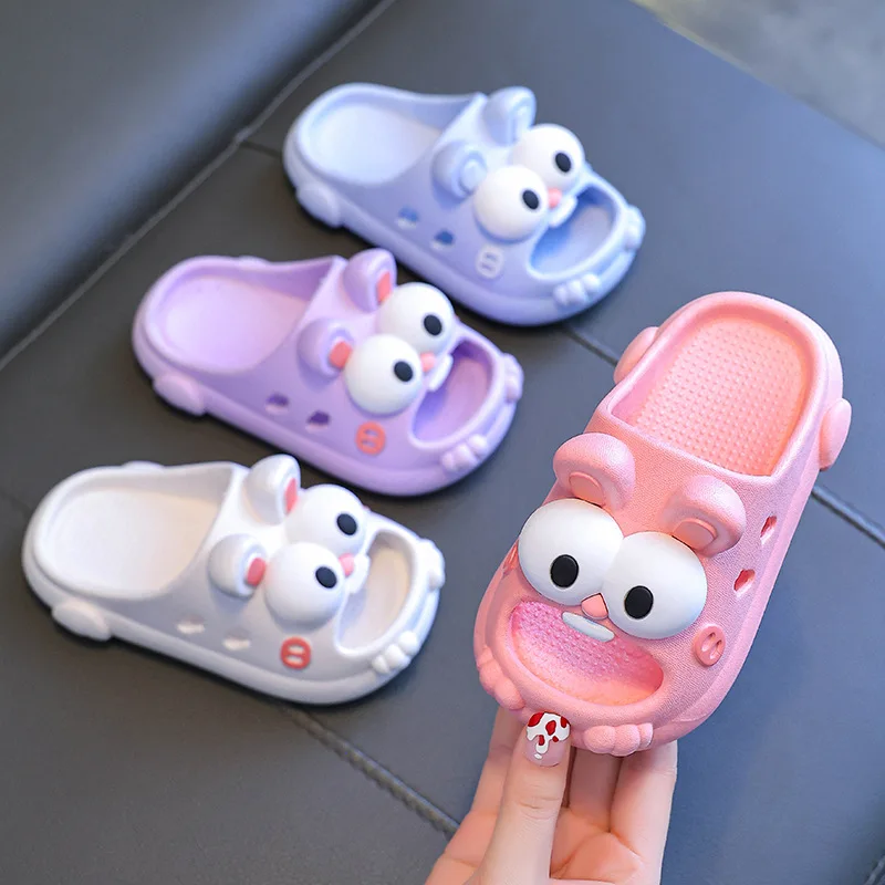 Summer Cartoon Children's Slippers Girl Kid Home Shoes Flip Flops Baby Boy Slippers for Children Beach Antislip Thick Sole Slide