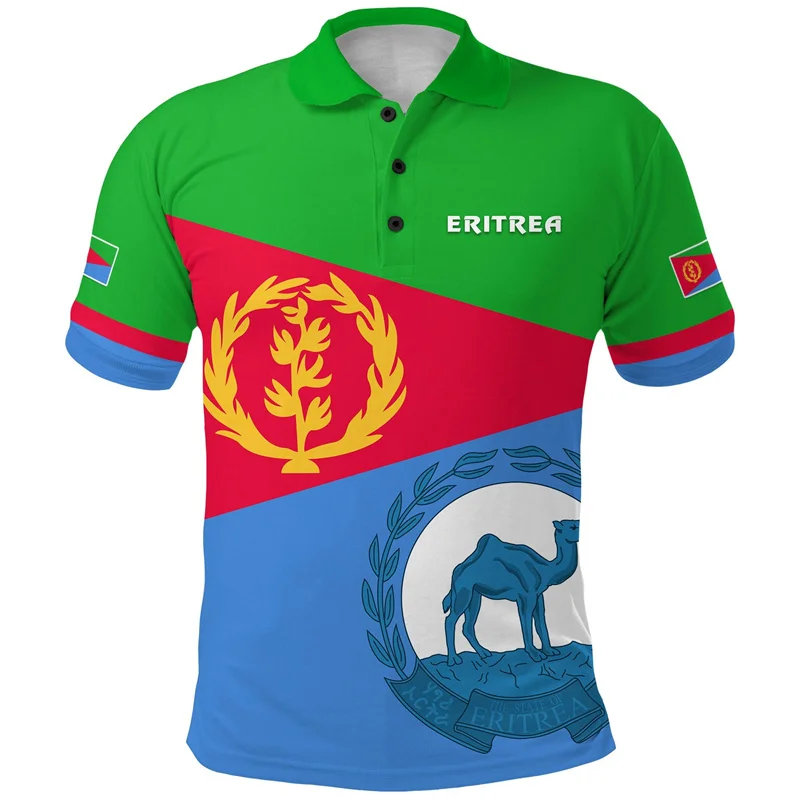 Cool New Summer 3D The Flag Of Eritrea Printing Polo Shirt ERI UNITED Emblem Graphic Men Polo Shirt Kid Fashion Y2k Top Clothing
