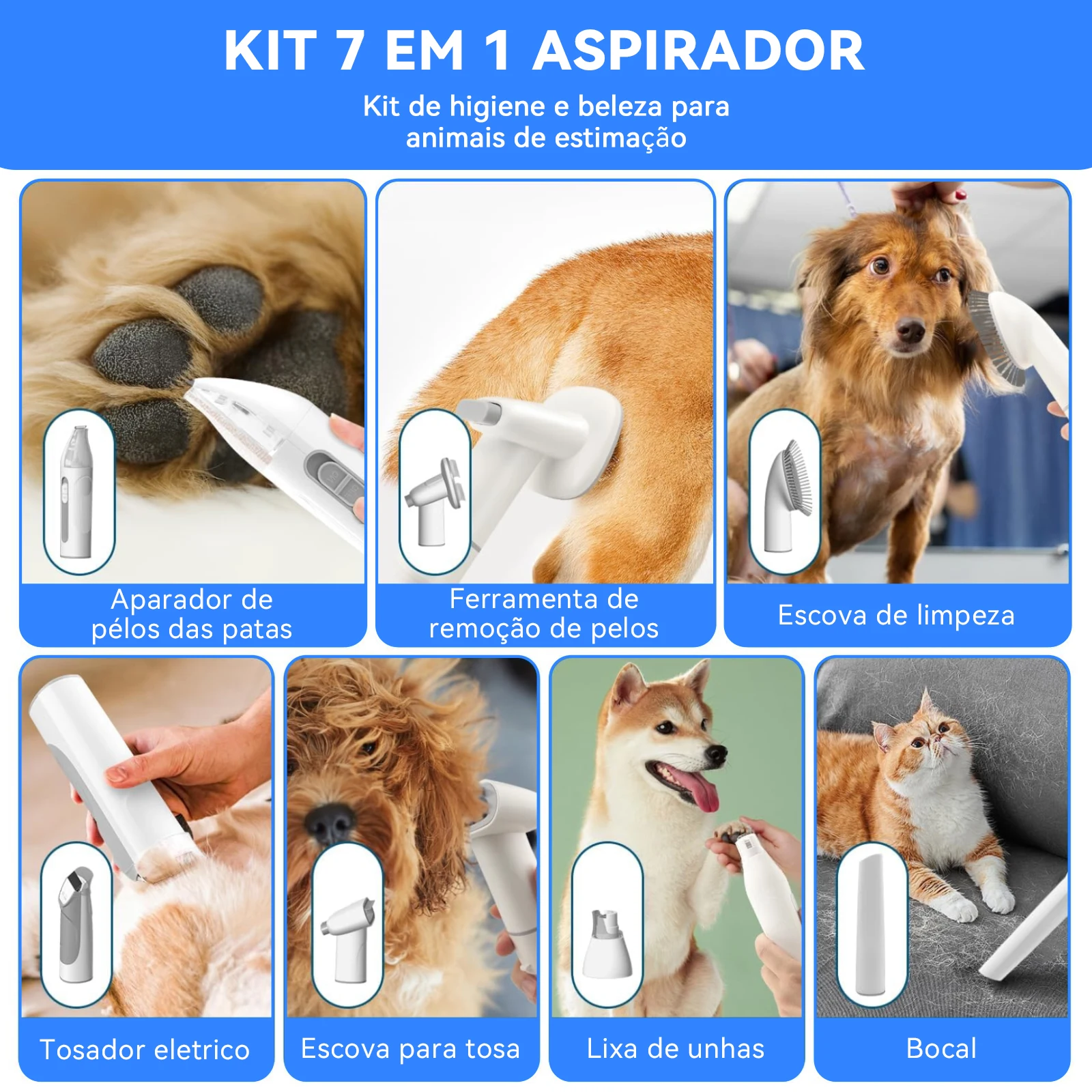 مجموعة تنظيف الحيوانات الأليفة منخفضة الضوضاء ، 2.5 لتر ، مكنسة كهربائية للكلاب ، شعر الحيوانات الأليفة ، شفط 3 مستويات ، أدوات ذرف 7 مستويات ، جديدة #6
