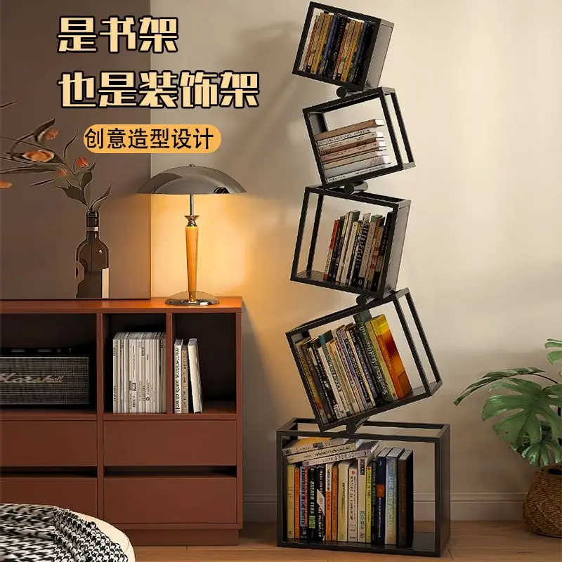 Creative iron bookshelf abnormal-shaped corner vertical floor-to-ceiling living room corner modern simple shelving