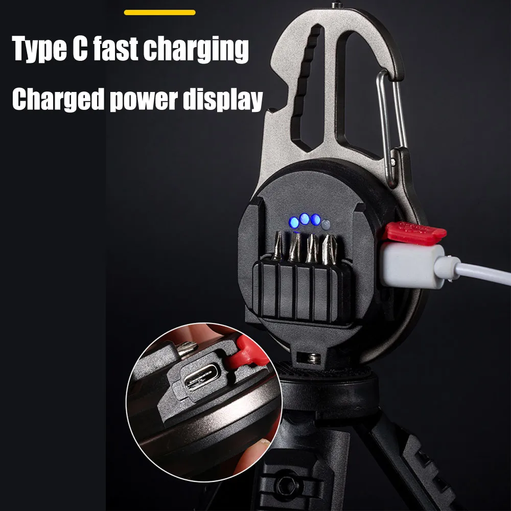 Mini LED Flashlight Keychain Light USB Rechargeable Torch LED Lantern With Strong Magnetic Camping Emergency Light Self Defense