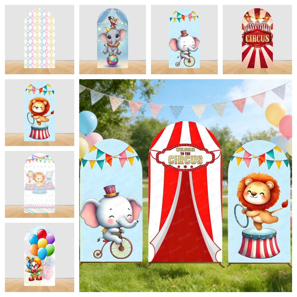 Anime Carnival Circus Tent Animals Children's Birthday Party Baby Shower Arched Background Set Photography Decoration Background