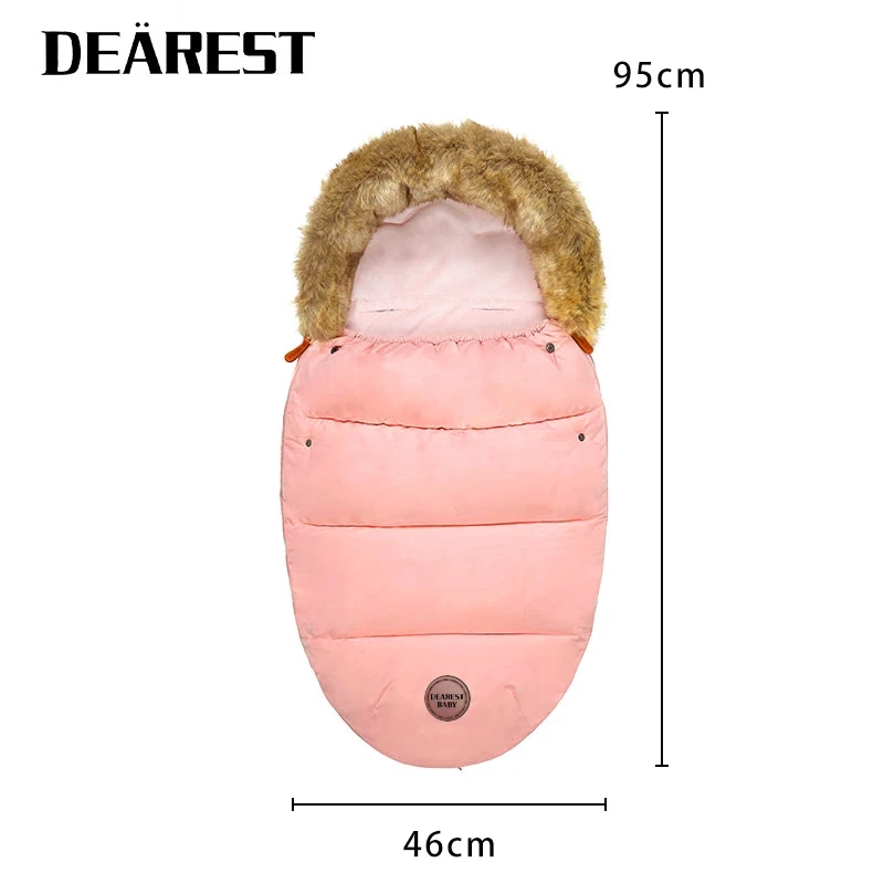 Baby Sleeping Bag In Stroller Winter Windproof Fur Collar Removable Styles Footmuff  For Cart & Basket Newborn 0-3 Years