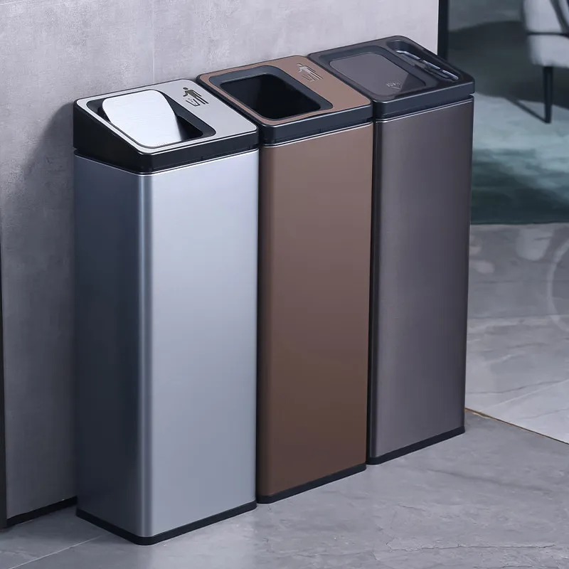 

Hotel trash can shaking lid with ashtray elevator entrance lobby corridor aisle flip stainless steel sanitary bucket