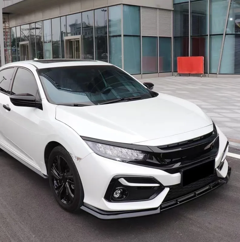 3PCS For Honda Civic Hatchback 2016-2021 Front Bumper Lip Side Splitter Spoiler Body Kit Guard Deflector Car Accessories