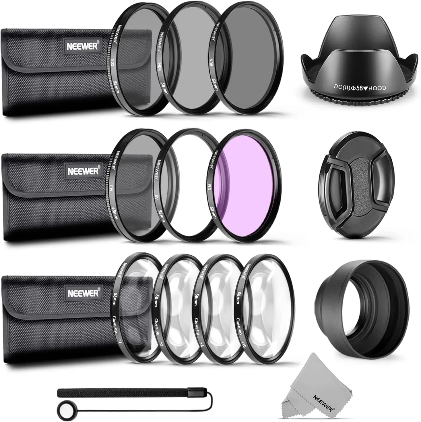 

Neewer 58MM Complete Lens Filter and Accessory Kit for CANON EOS 700D 650D 600D 550D & Rebel T5i T4i T3i T3 T2i T1i XT XTi XSi