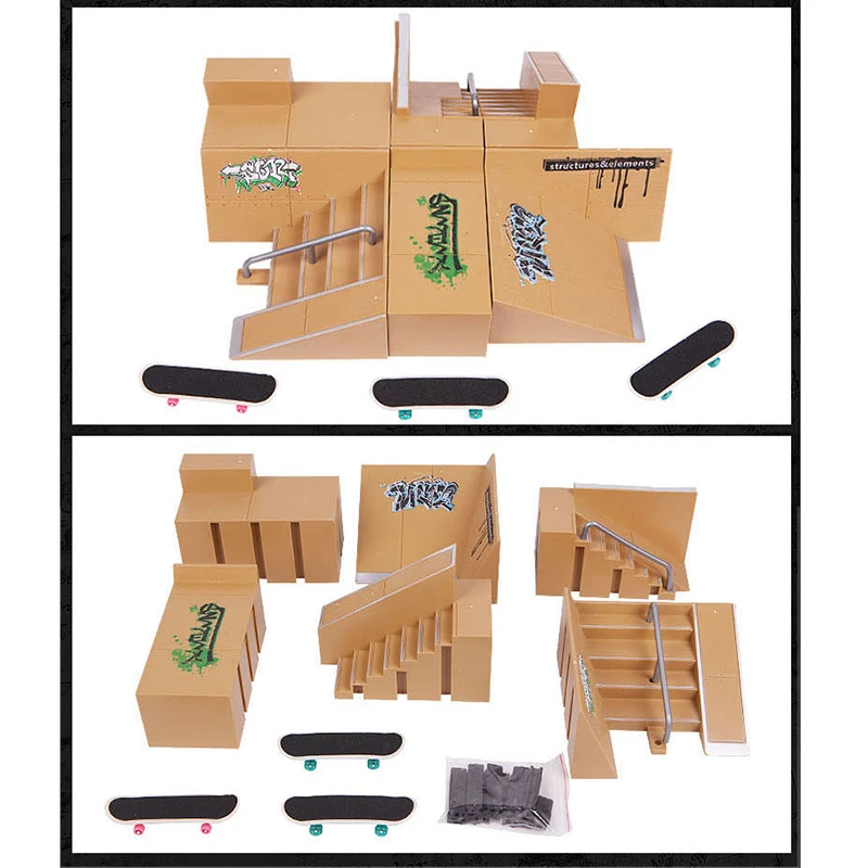 Finger Skateboards Skate Park Rampe Parts for Module, Practice Deck, Gift Set for Children, Fingerboard Toys