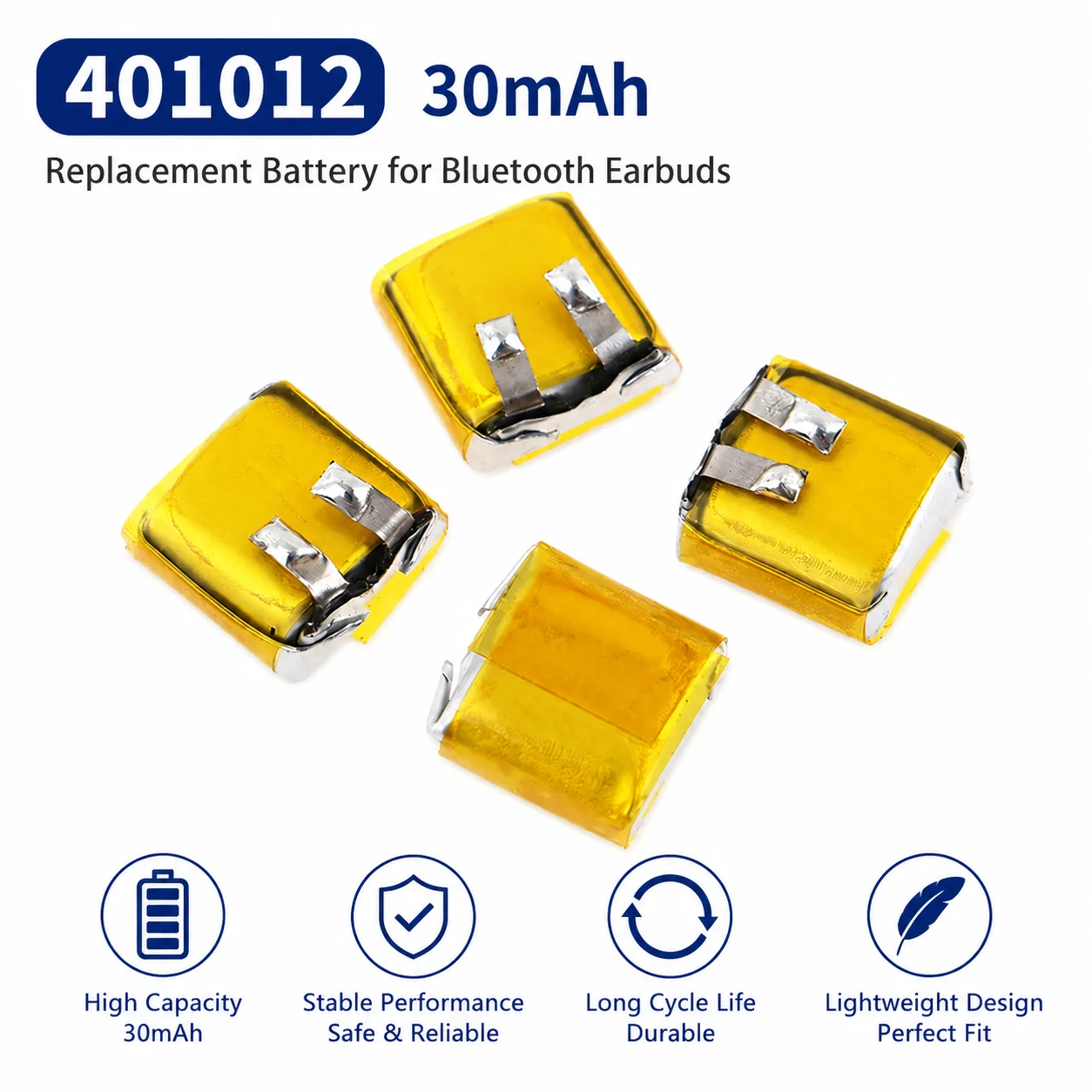 PURFIELD 3,7 V 30 mAh 401012 Lithium-Polymer-Akku, Ersatzzelle für GPS, TWS, Bluetooth-Headset, MP3, MP4-Player