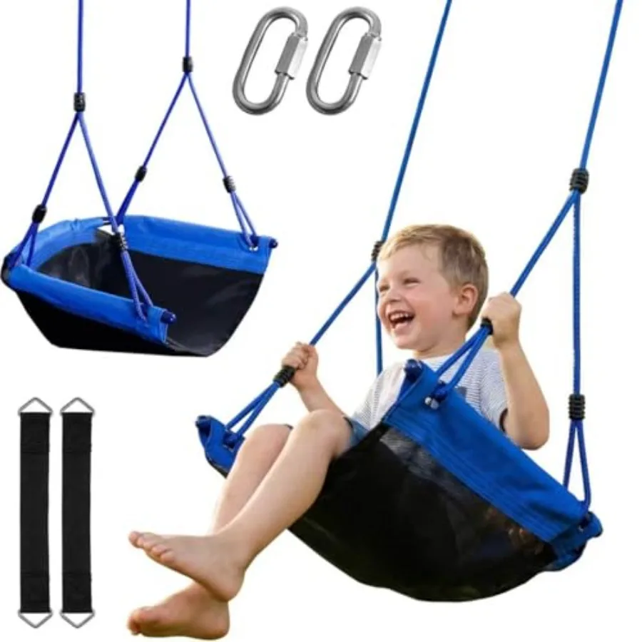 

Tree swing for kids and adults Textilene waterproof fabric black 440 lbs capacity with 47-inch hanging straps