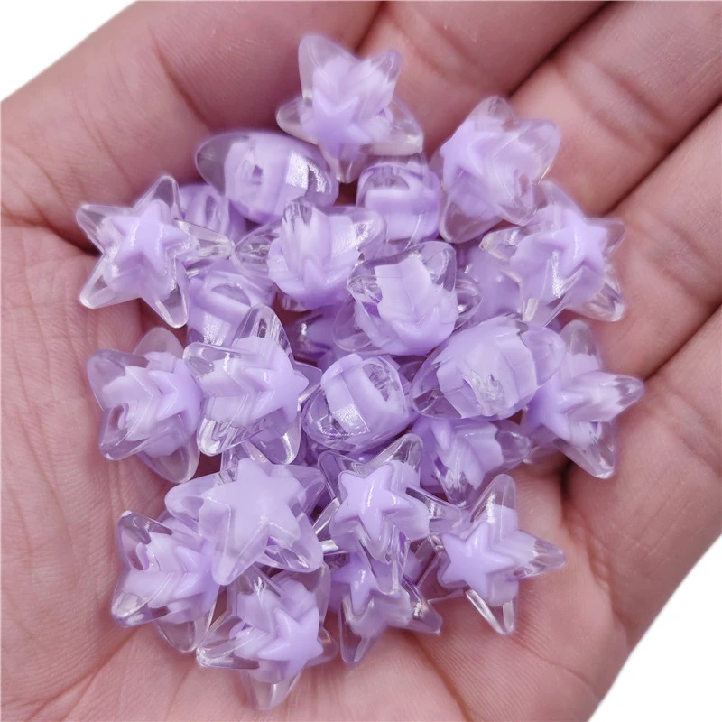 10Pcs 17mm Loose Beads Candy Color Jewelry Making DIY Crafts Star Shape Acrylic Necklace Bracelet Pendant Transparent Wholesale