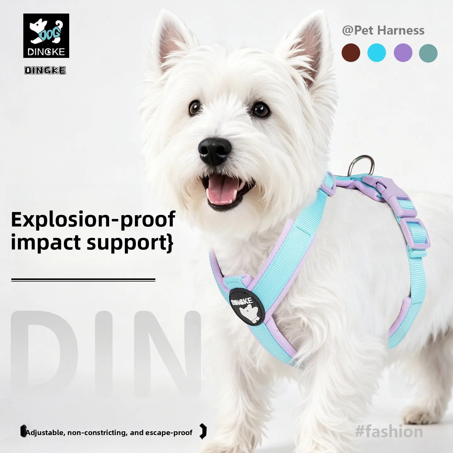 New I-shaped explosion-proof and breathable large, medium and small dogs, pets, dogs, chest straps, traction ropes