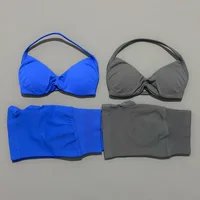 HISTELLO Gym Set 2 Piece Women Strappy Yoga Bra Top Workout Scrunch Shorts Sports Suit Fitness Clothes Seamless Yoga Set 4