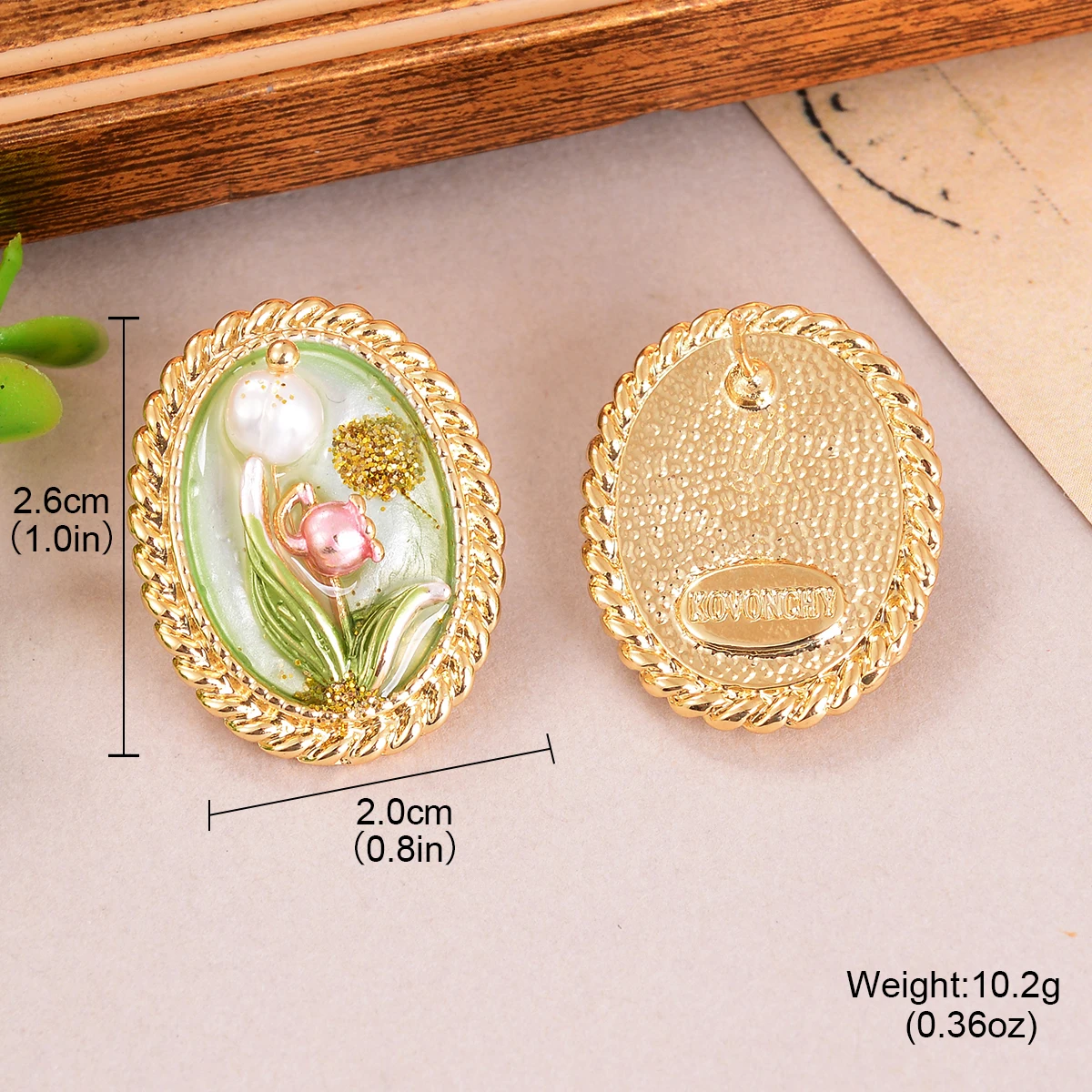 2025 New Style Emenal Flower Oval Earrings for Women 18K Gold Plated Romantic Simple Ear Stud for Female Birthday Party Jewelry