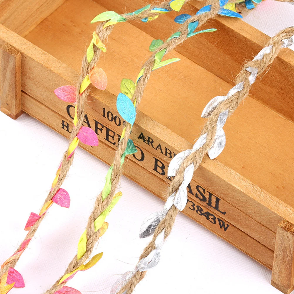

2 Rolls 2 Meters Simulation Leaves Rope For Flower Bouquet Packing Diy Decor Accessory Reusable Craft Ribbon For Gift Box Hair
