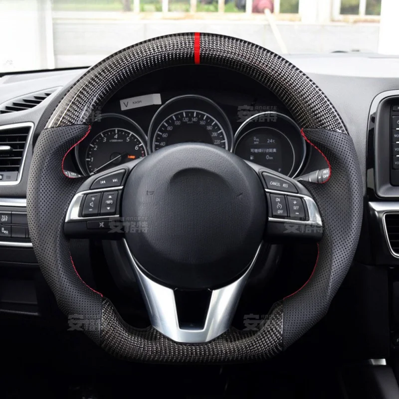 For CX5 perForated leather carbon fiber steering wheel modification frame