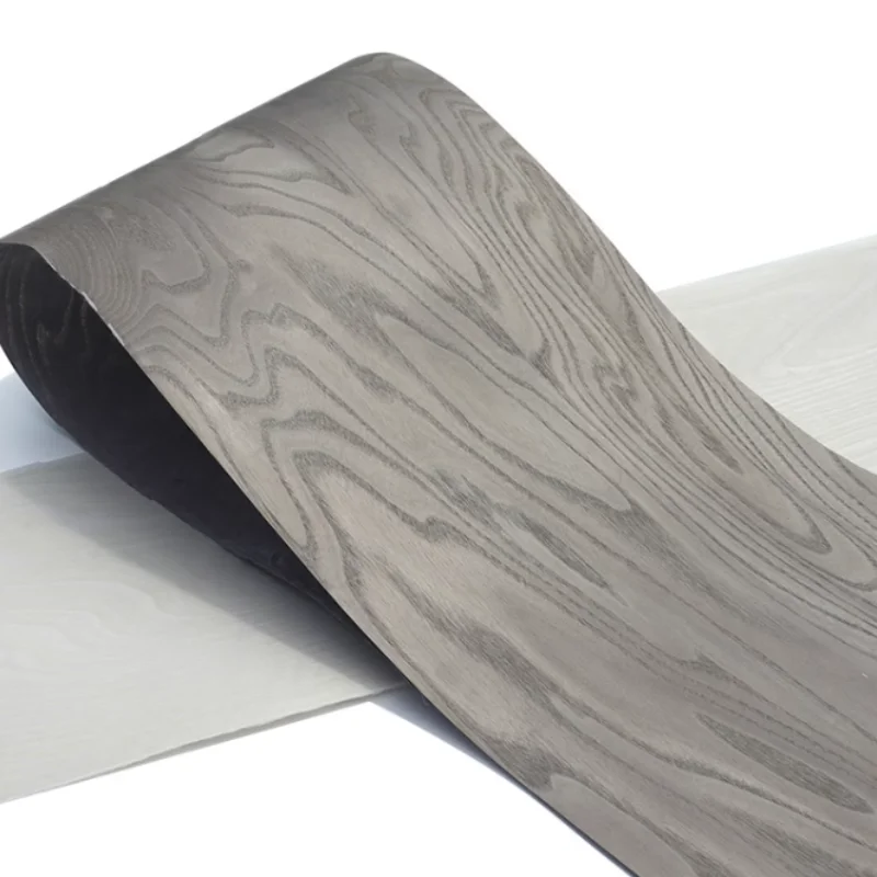 

Thick:0.3mm Natural rotary cut white wax wood dyed smoky gray random grain wood veneer Home furniture veneer decoration