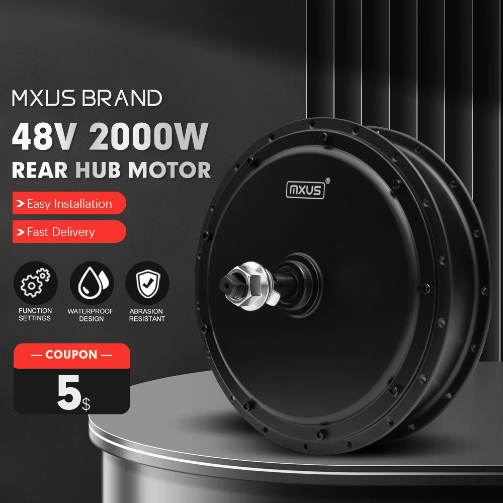 

MXUS Brand Ebike Motor 48V 2000W 3.0 Tyre Front/Rear Brushless Gearless Hub Motor Wheel for Electric Bicycle Conversion Kit