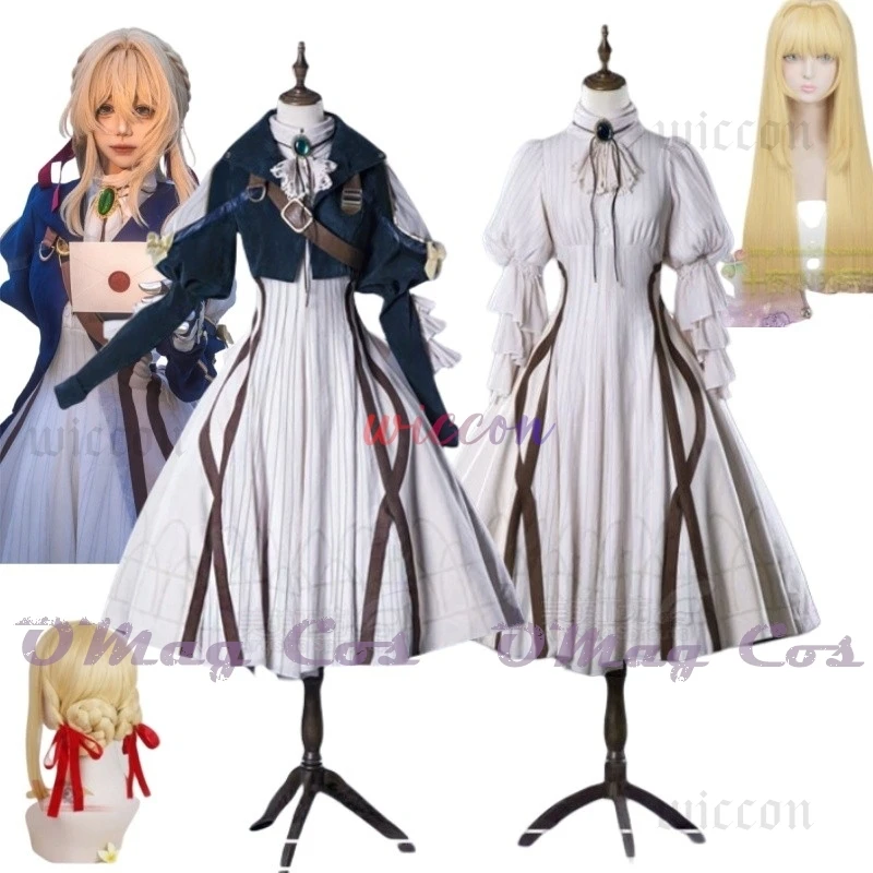 

Violet Evergarden Cosplay Costume High Quality Women Luxury Elegant Dress Lolita Suit Anime Outfit Coat+Dress+Gem Uniform