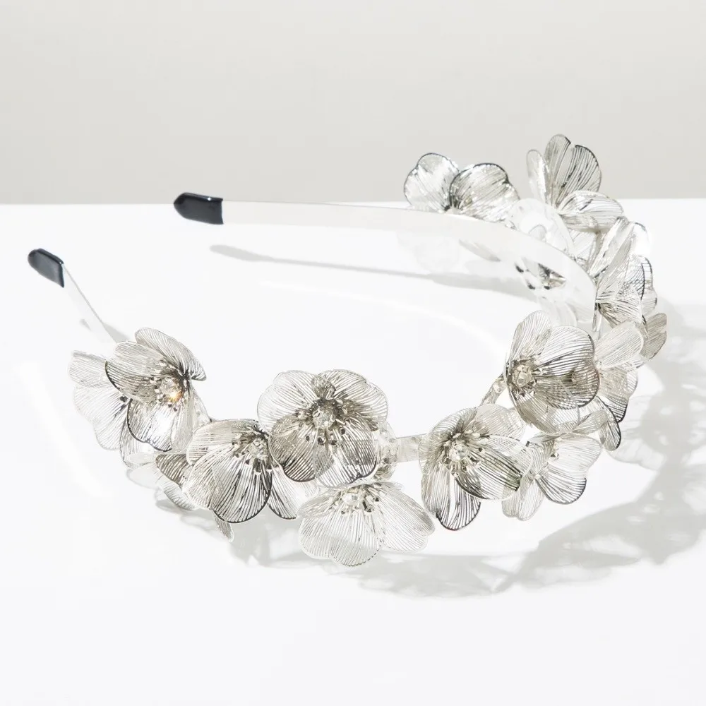 New Heavy Industry Flower Headband Party Headwear Jewelry Gift Bridal Headband Gold Color Flower Hair Bands Ball Party