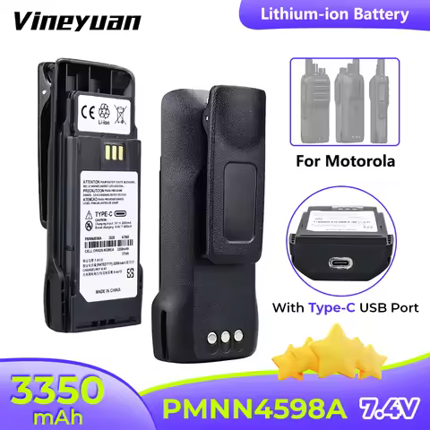 3350mAh High-Capacity Type-C USB Replacement Lithium-ion Battery PMNN4598A for Motorola R2 Portable Two-Way Radio Battery