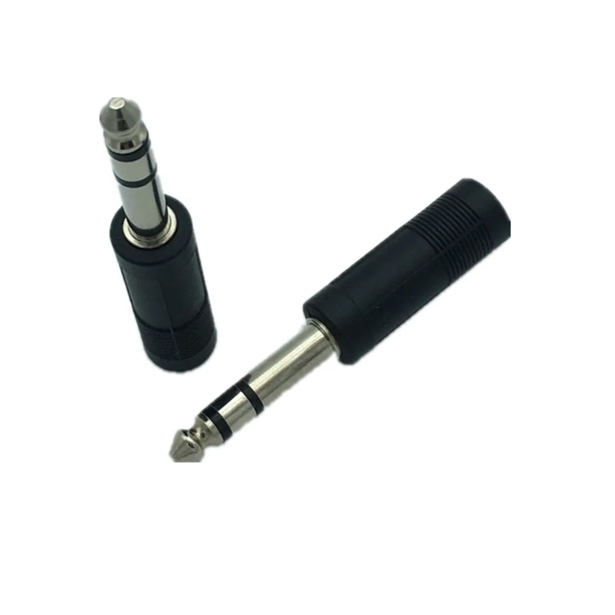 10 قطعة 6.35 مللي متر 1/4 "ذكر التوصيل إلى 6.35 مللي متر أنثى جاك ستيريو TRS محول الصوت النيكل مطلي موصل محول أسود مستقيم