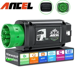 ANCEL HD100 Diesel Heavy Duty Truck Scanner Bluetooth All System DPF Regen 9/12 Pin Truck Diagnosis Tool for Cummins Caterpillar