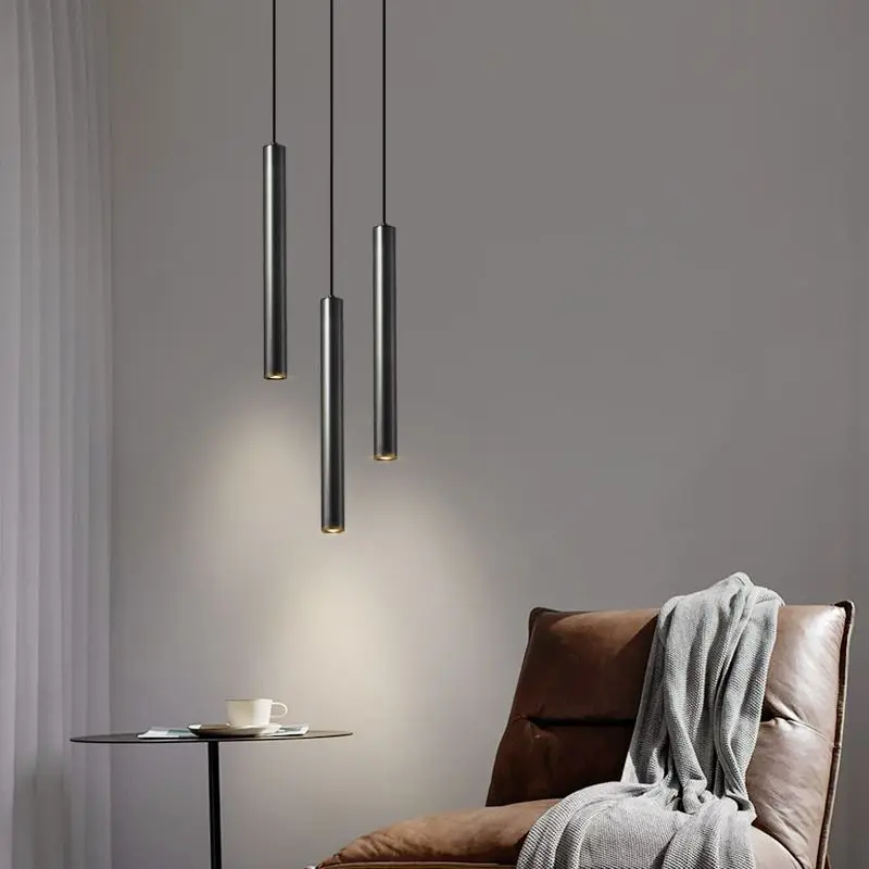 Modern and minimalist long bar counter pendant light in the bedroom Light luxury creative minimalist Nordic main bed headlight