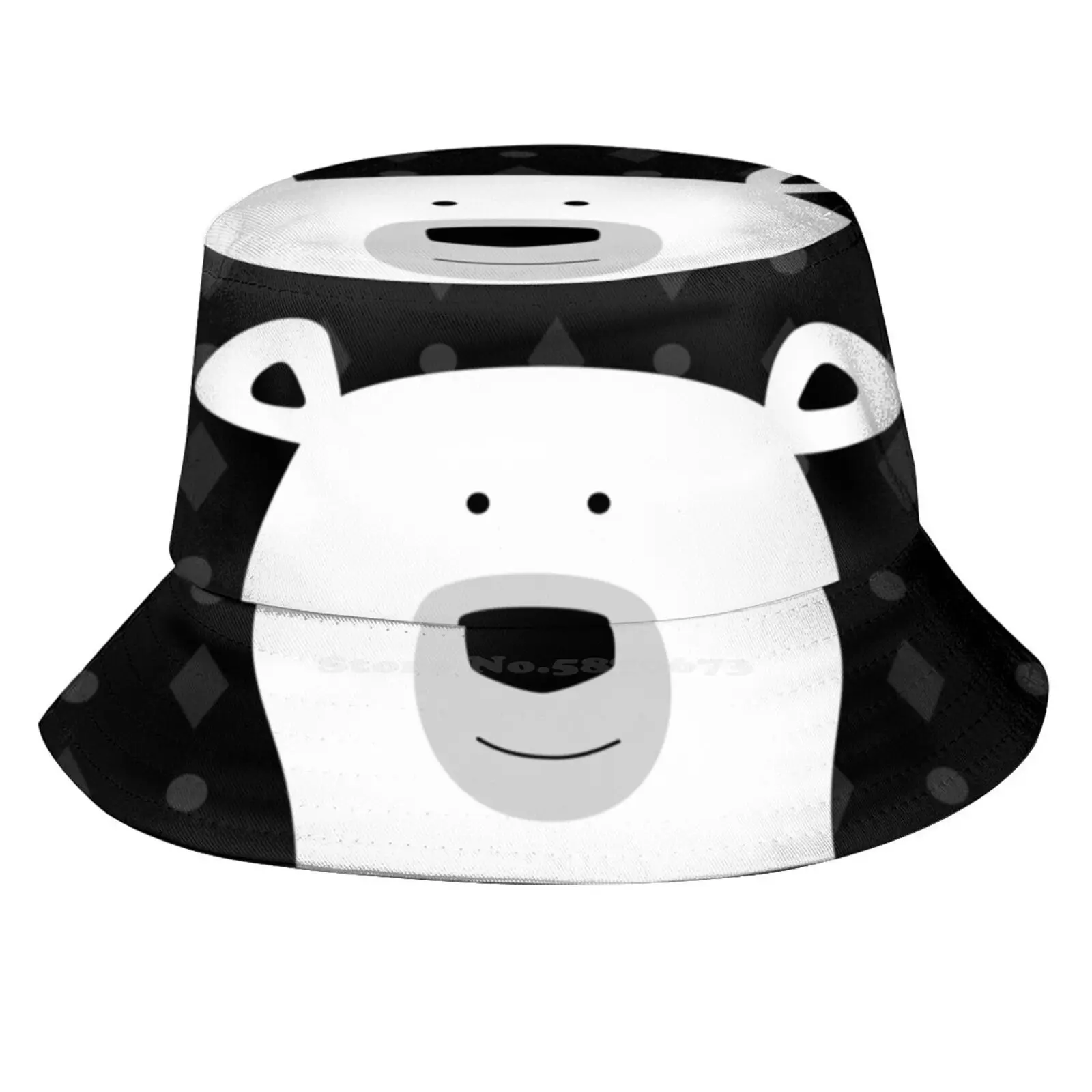 Bear Sun Cap Fisherman Hat Bucket Hats Polar Bear Cartoon White Cuteness Overload Black Friendly Smiling Smile Happy Animal