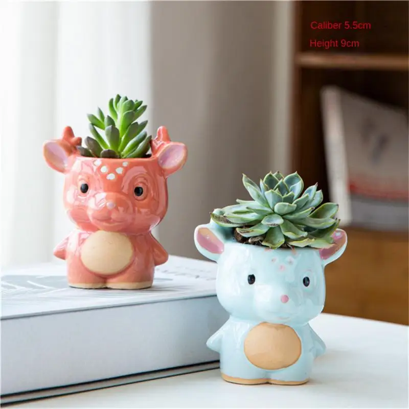 

Animal Shaped Plants Flower Pot Creative Ceramic Flower Pots Mini Flowerpot Succulent Planter Cute Cartoon Garden Pot Room Decor