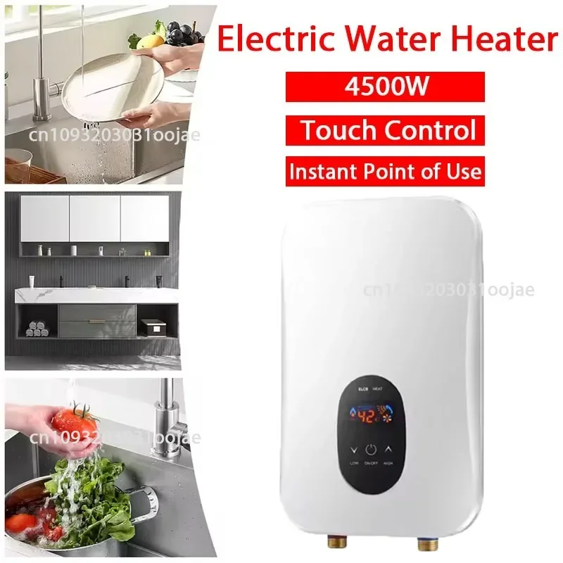 Tankless Hot Water Heater Electric 4500W 240V Instant Water Heater Under Sink Point of Use on Demand with Self Modulating Tech