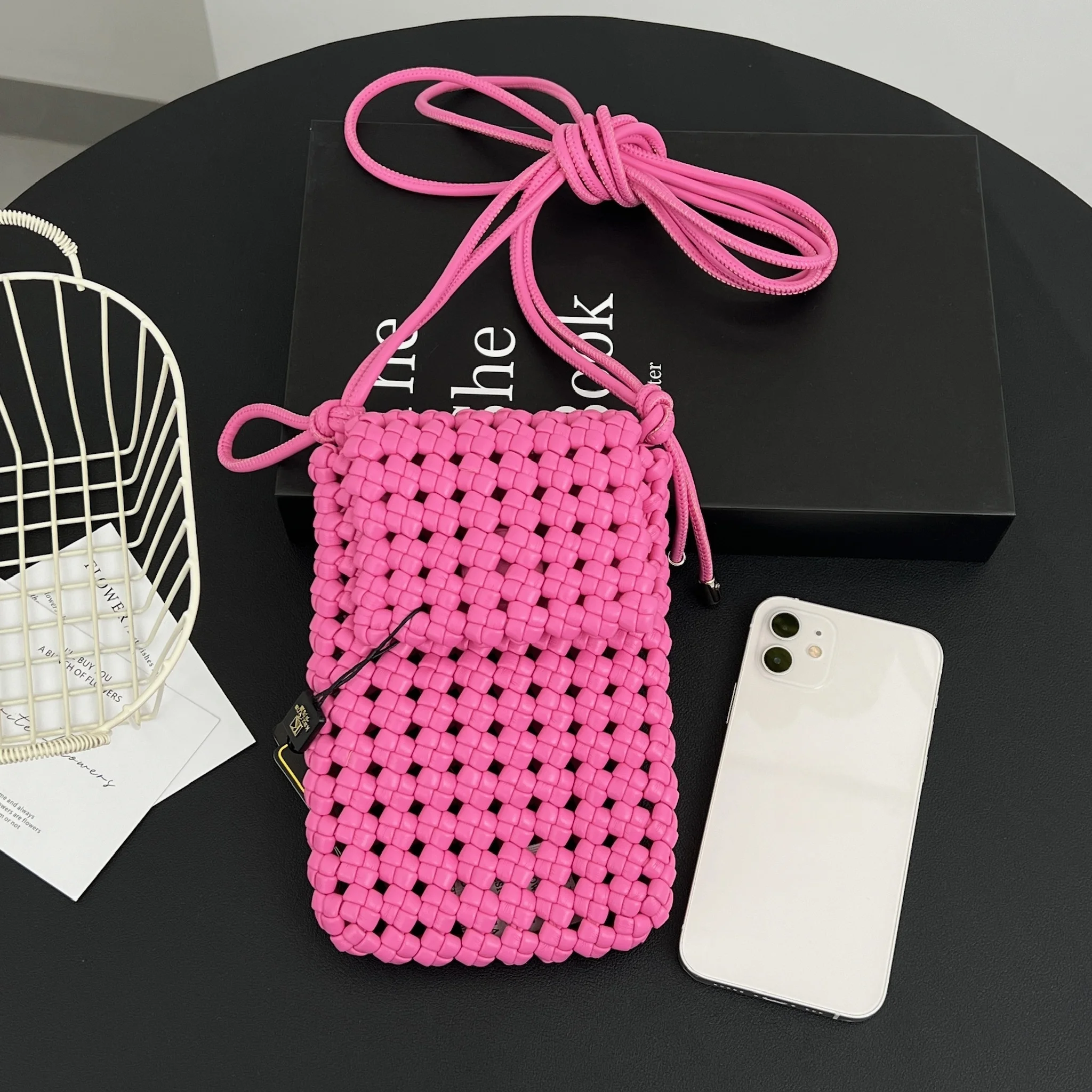 

2025 New hot small volume Woven Crossbody bag Women's PU shoulder bag Women's bags Mini women's phone bag