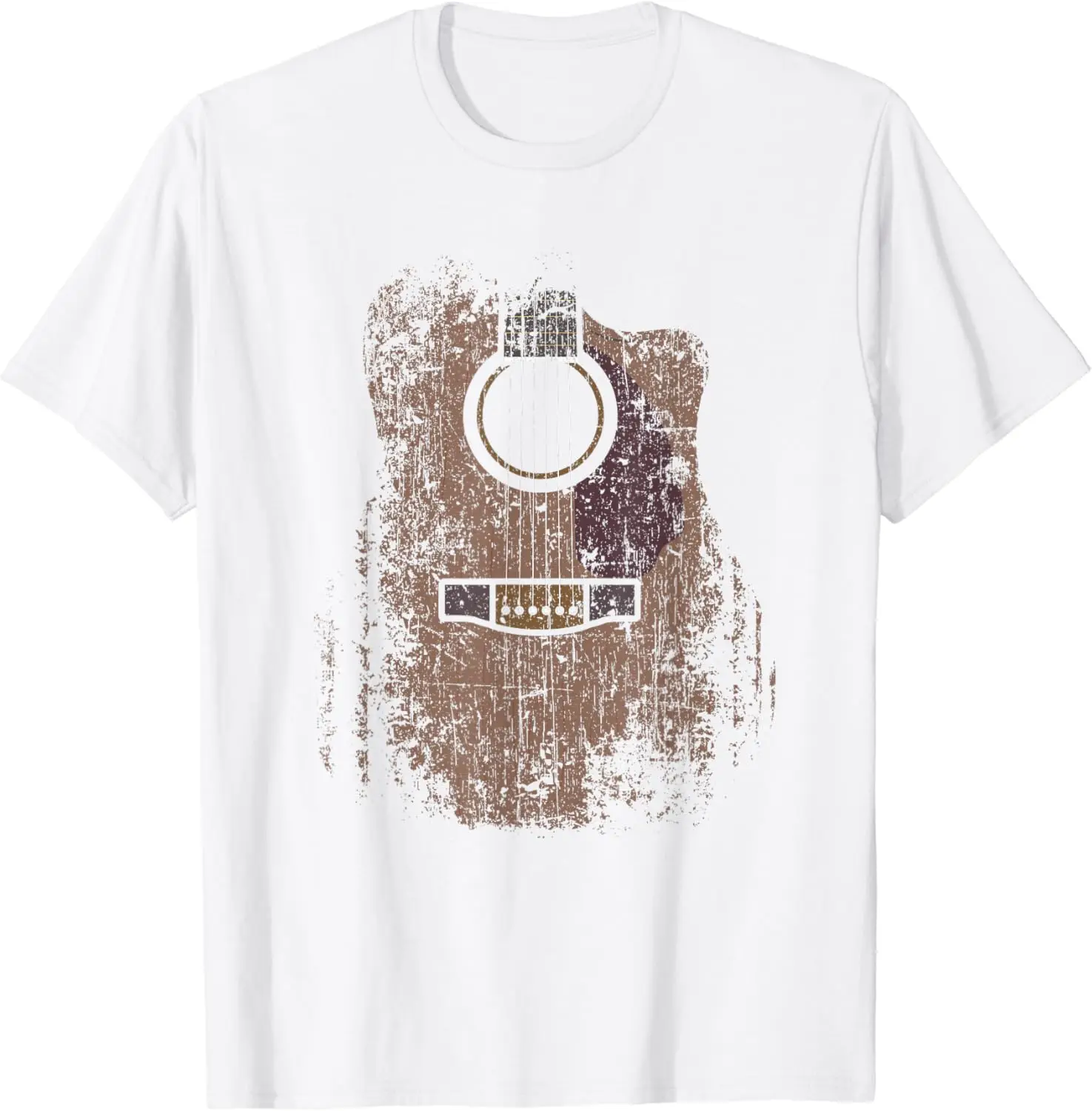 Distressed Acoustic Guitar Vintage Player Rock & Roll Music T-Shirt Cool Gift Unisex Summer Soft Tops Graphic T Shirts Camisetas