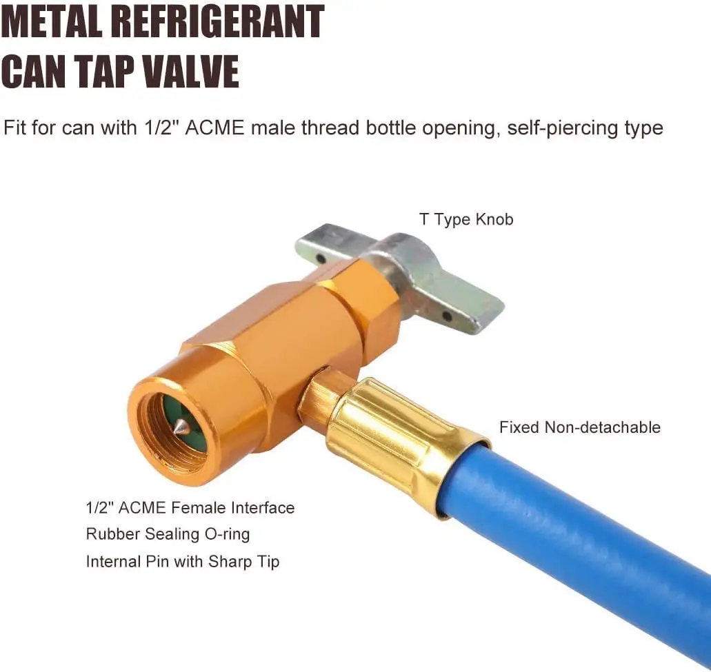 Recarga para Coche AC R134a con Kit Medidor Herramienta Carga Refrigerante Aire Acondicionado Automatique con Manguera CargaFreón