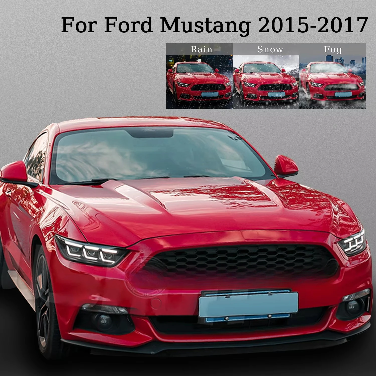 HCMOTIONZ LED Car Front Lamps 2015-2017 High Quality DRL Start up Animation Headlights for Ford Mustang