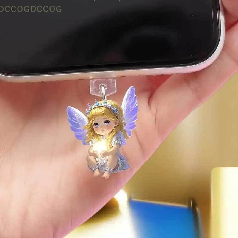 

Набор из 2 шт., очаровательные пылезащитные заглушки Angel Fairy Cat для телефонов с интерфейсом Type-C, аксессуары «сделай сам»