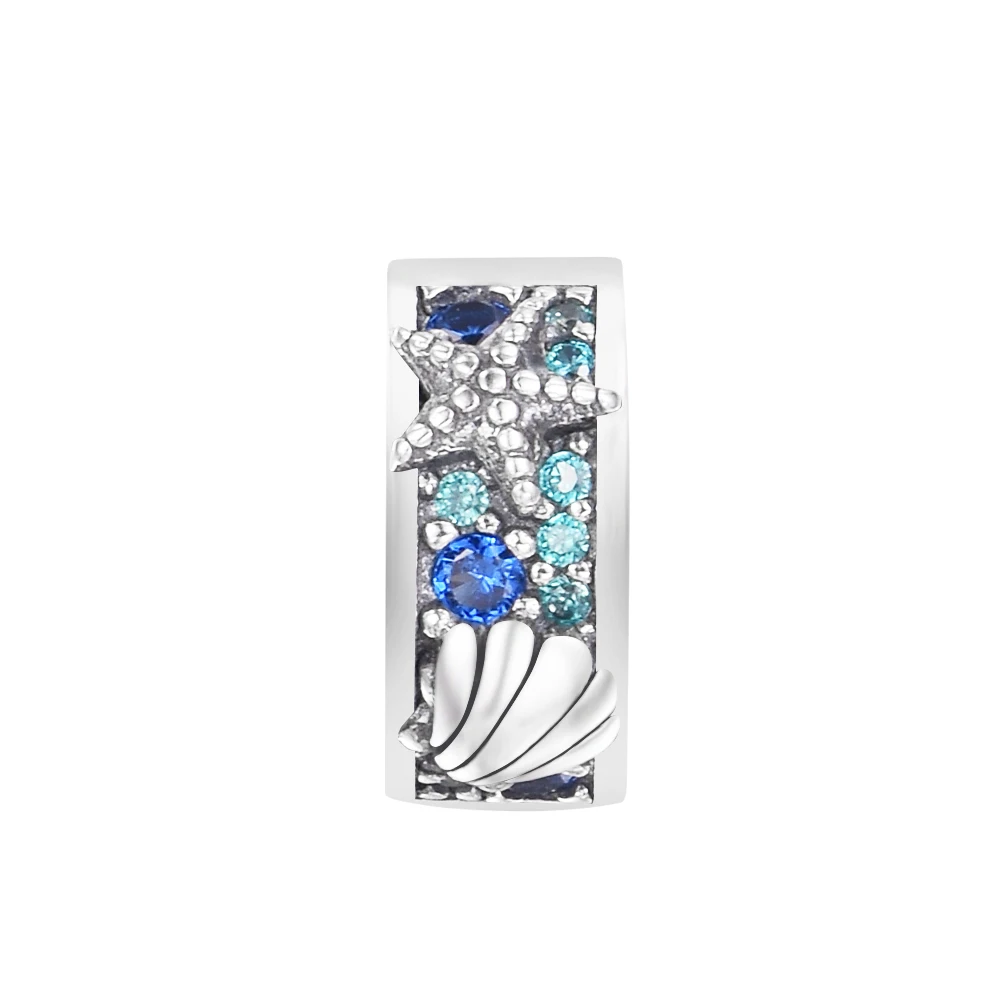 

Tropical Starfish & Shell Clip Keychain Women's Jewelry 925 Sterling Silver Charms Woman Kids Fashion Make Up Accessories