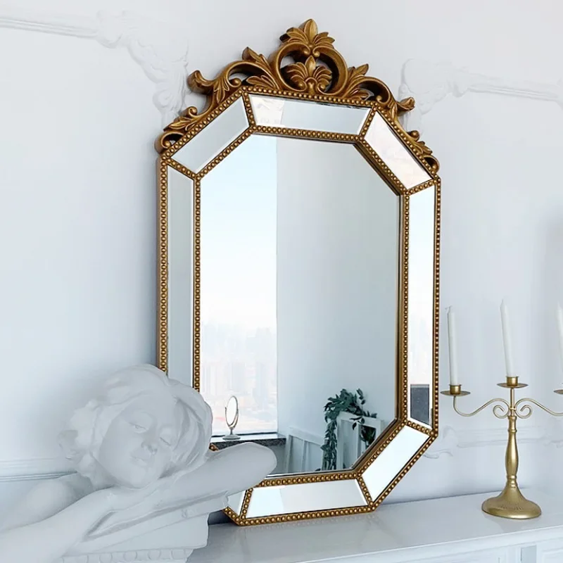 American European retro art bathroom mirror hanging glass spell bathroom fireplace wall decorative mirror