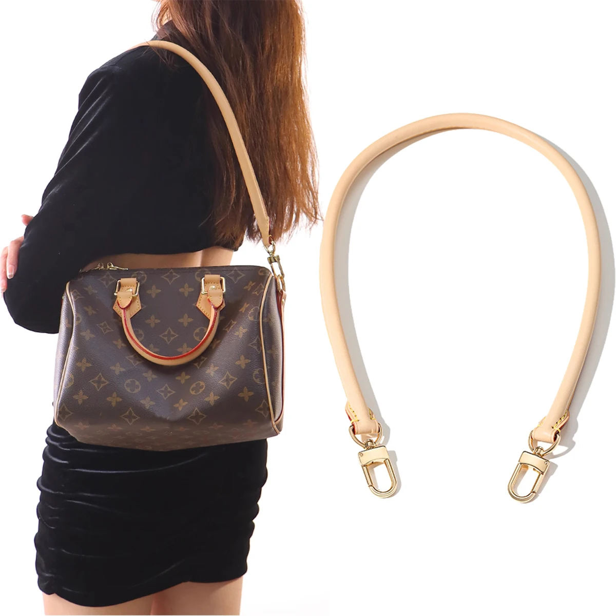 

Genuine Vachetta Leather Bag Strap for LV Speedy 20 25 30 Shoulder Straps Long Bags Belts Replacement bag Accessories