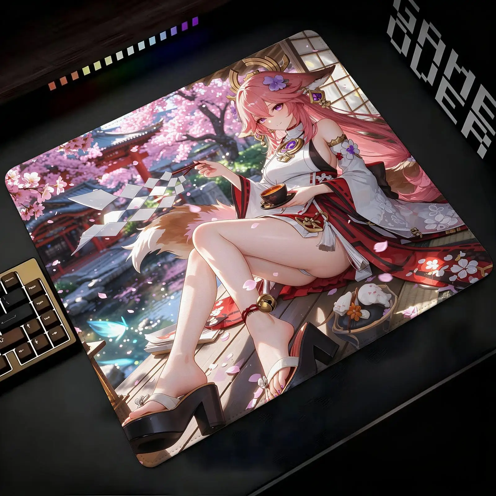 Mouse Pad Regular gaming mouse pad Office mouse pad Genshin Impact Yae Miko Laptop desk mat Stitched edge S/M/L size mouse pad