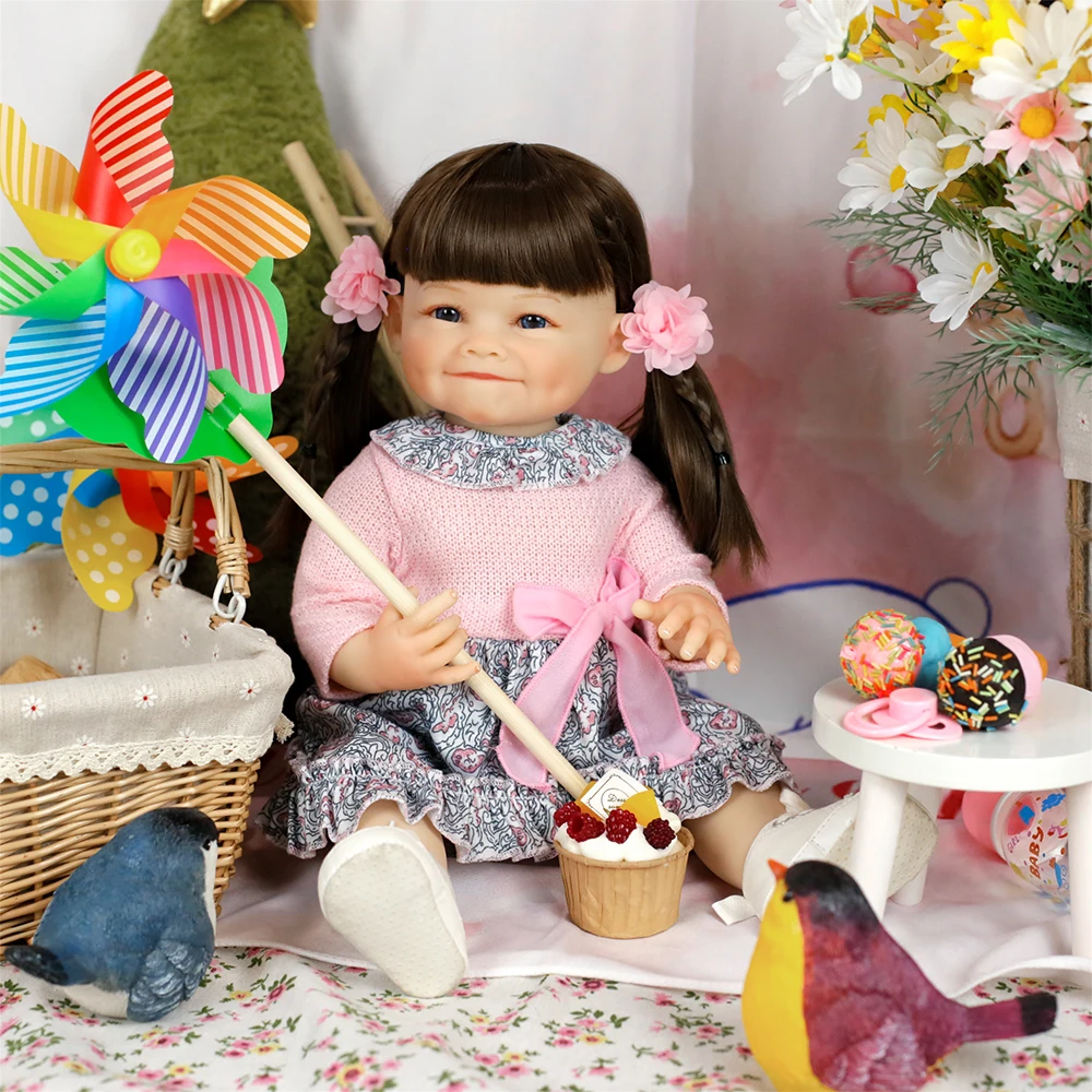 Muñecas Reborn de 55CM para niños pequeños, juguetes suaves de cara dulce para niñas, bebés de silicona para regalos de cumpleaños y Navidad, muñeca de alta calidad