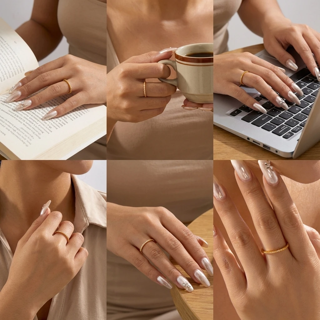 Klassischer Eternity-Stil Messingring für Damen Zarter Funkelnder Zirkonia-Versprechensring Dezent Luxuriöser Alltags-Fingerschmuck – Detail 3
