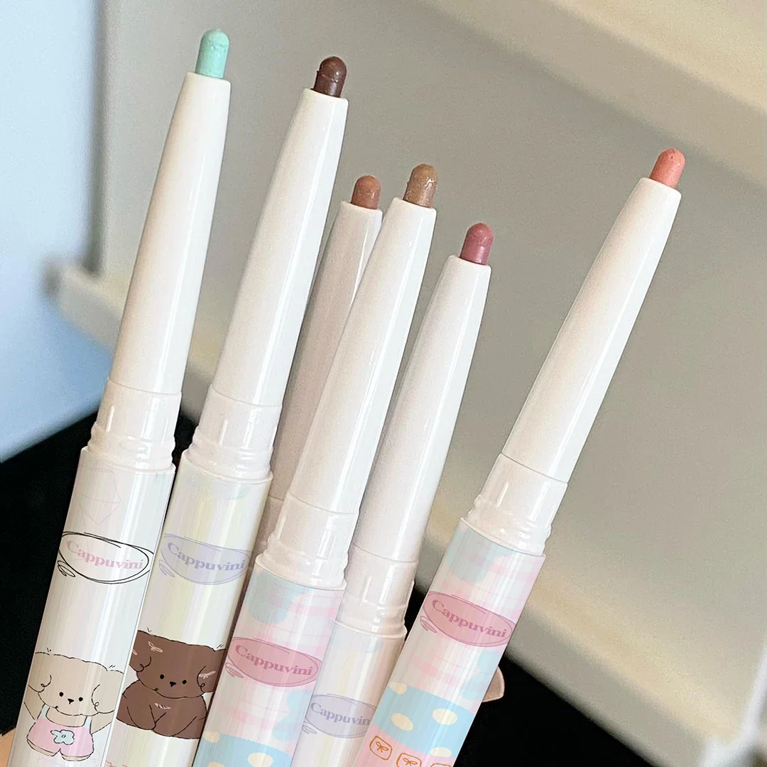 Gel per eyeliner all'uva perlescente con pennello misto liscio come la seta tè marrone rosa sdraiato baco da seta ombretto matita per eyeliner impermeabile