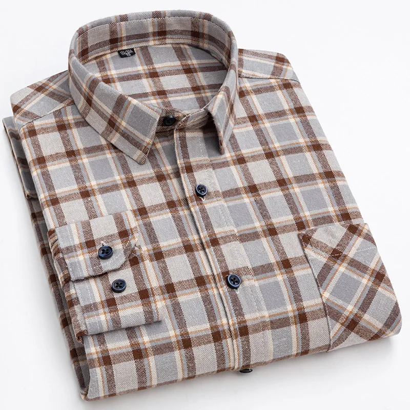 S To 6XL Oversized Men's Shirts  Cotton Classic Retro Plaid Long-Sleeved Casual Versatile Spring Autumn Winter Shirts For Men