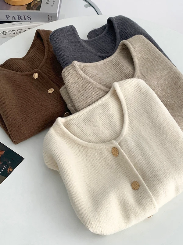 Haut de gilet tricoté Ele pour femmes Saison d'automne Bouton unique Svel Layering Faion Commute Sle rond Ne Regular L...