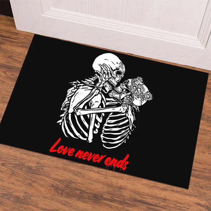 Black skeleton door mat welcome Amazon Cross border letter mat j Dirty bath mat non-slip