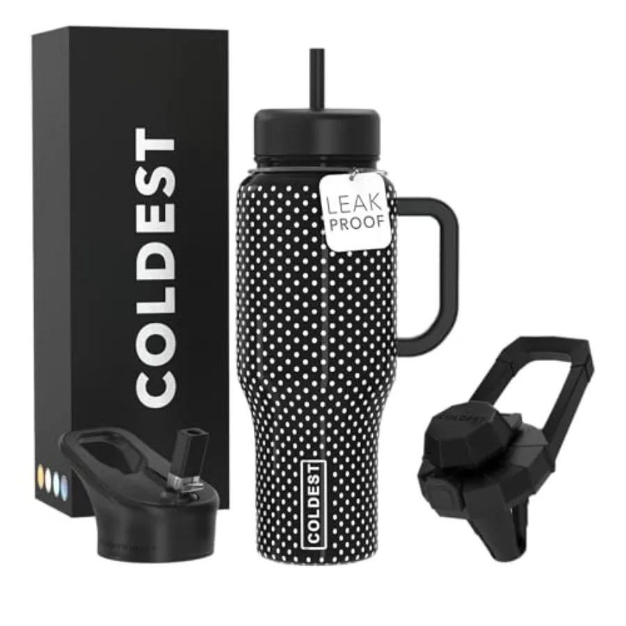 

Coldest Tumbler with Hle Straw - 100% Spill Proof Tumbler with Straw 3 Lids - Stainless Steel Insulated Leakproof Tumblers for