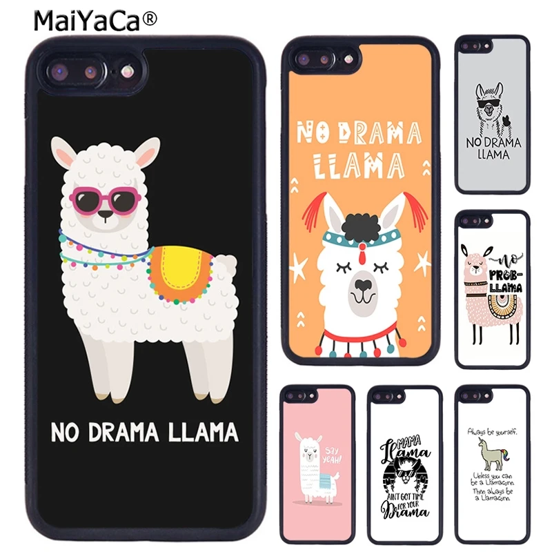 MaiYaCa No Drama Prob Llama Lama Phone Case For iPhone 16 15 14 plus 11 12 13 Pro XR XS Max coque Cover Shell